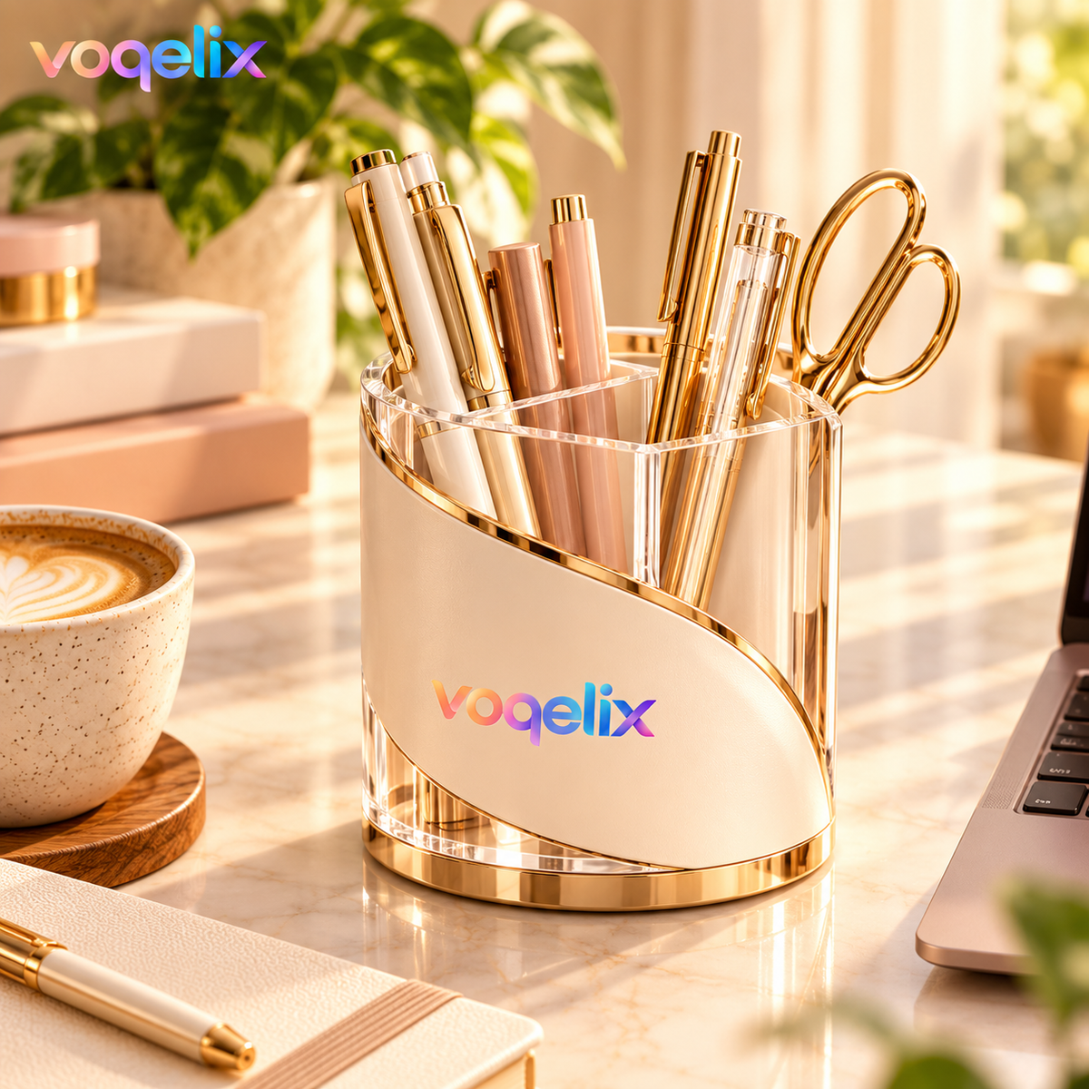 voqelix™ CrystalCurve Premium Transparent Pen Cup
