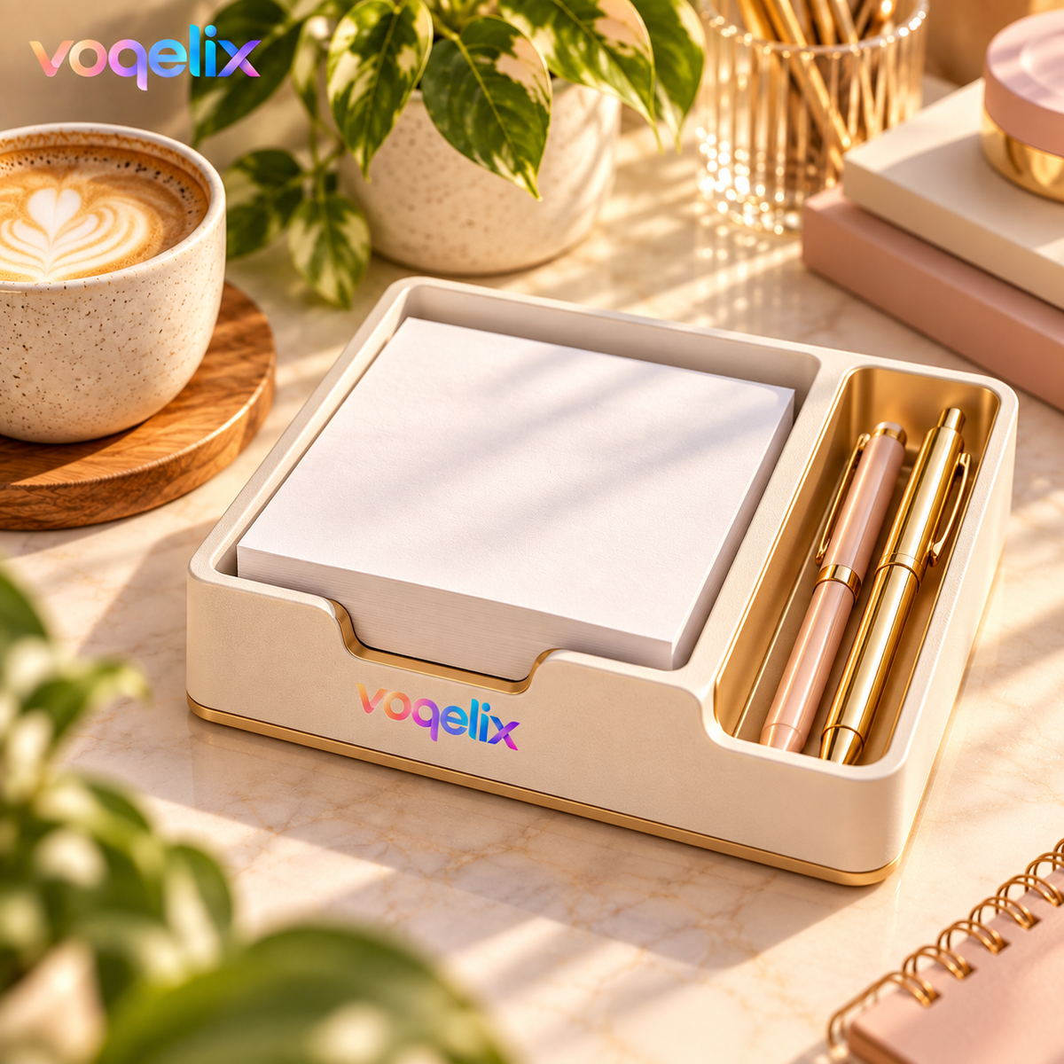 voqelix™ NoteDock Sticky Note & Pen Organizer
