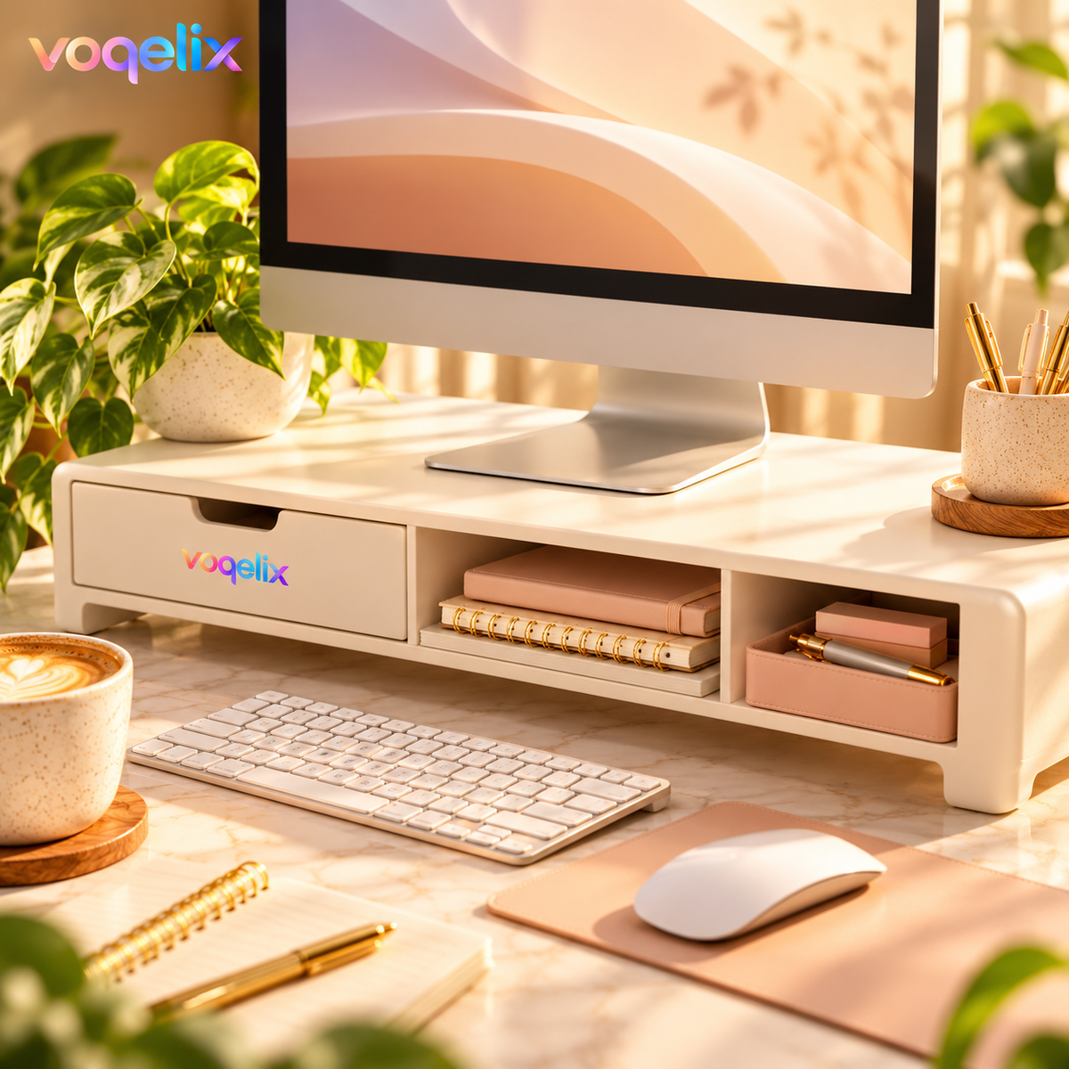 voqelix™ Elevare Monitor Riser & Office Storage Stand