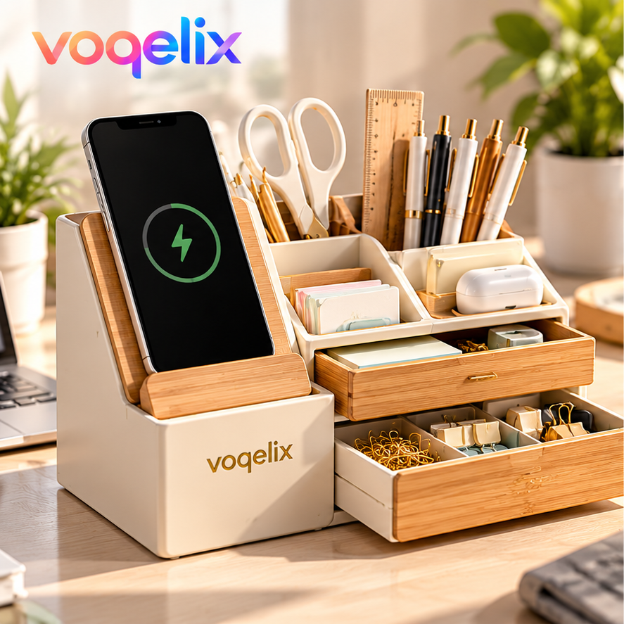 voqelix™ DockNest Desktop Organizer & Phone Stand