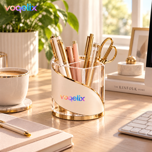 voqelix™ CrystalCurve Premium Transparent Pen Cup