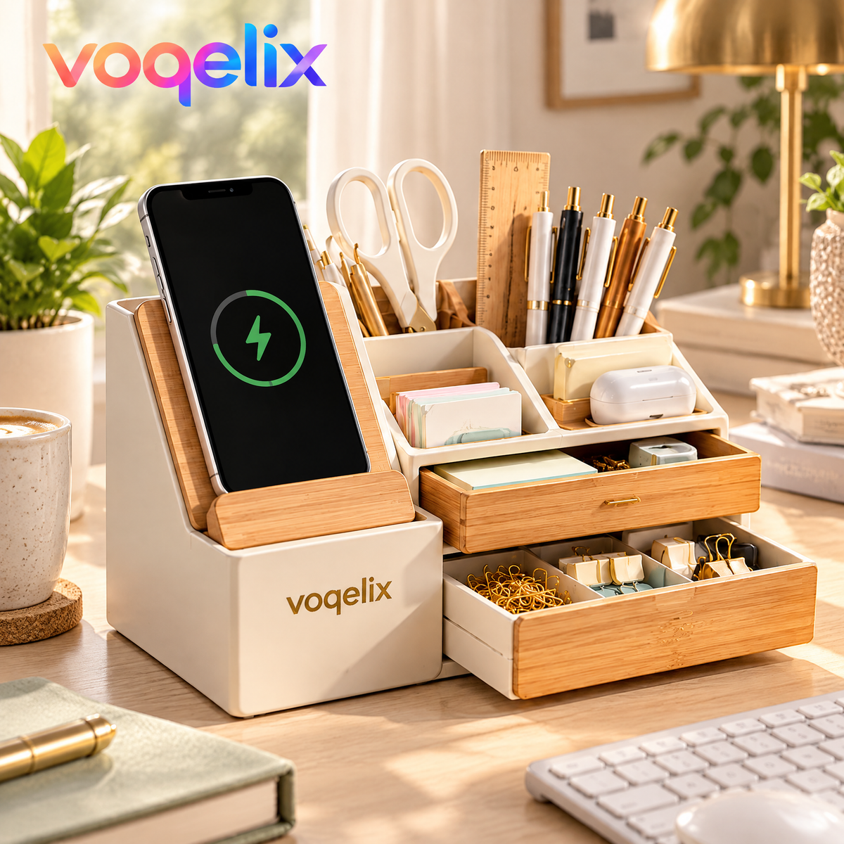 voqelix™ DockNest Desktop Organizer & Phone Stand