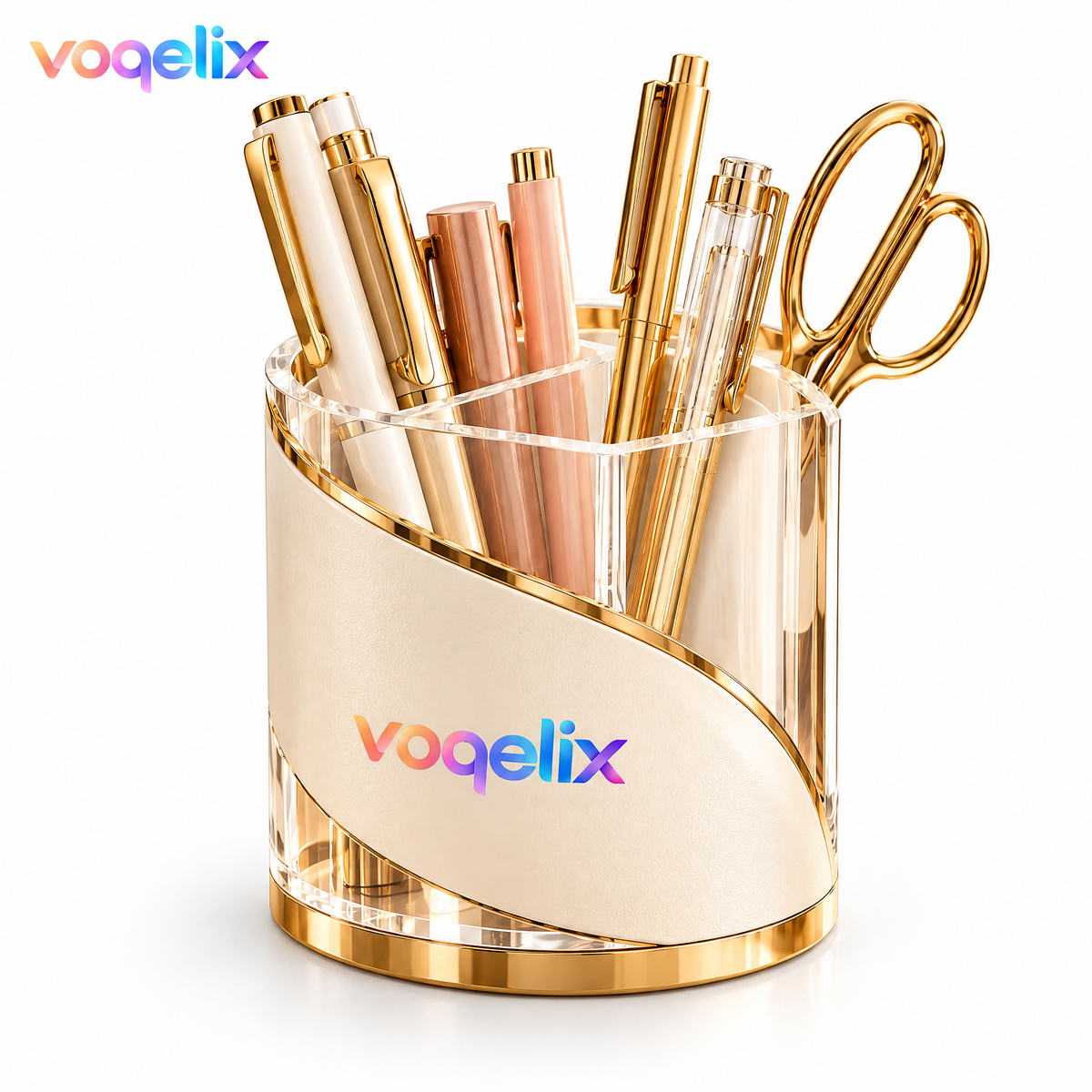 voqelix™ CrystalCurve Premium Transparent Pen Cup