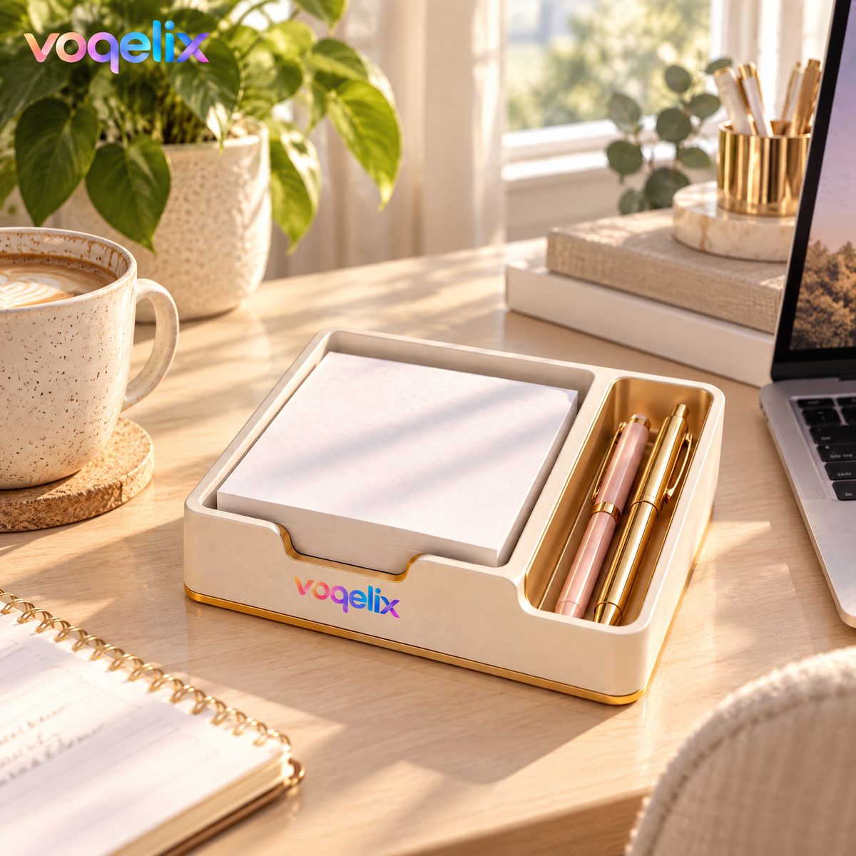 voqelix™ NoteDock Sticky Note & Pen Organizer