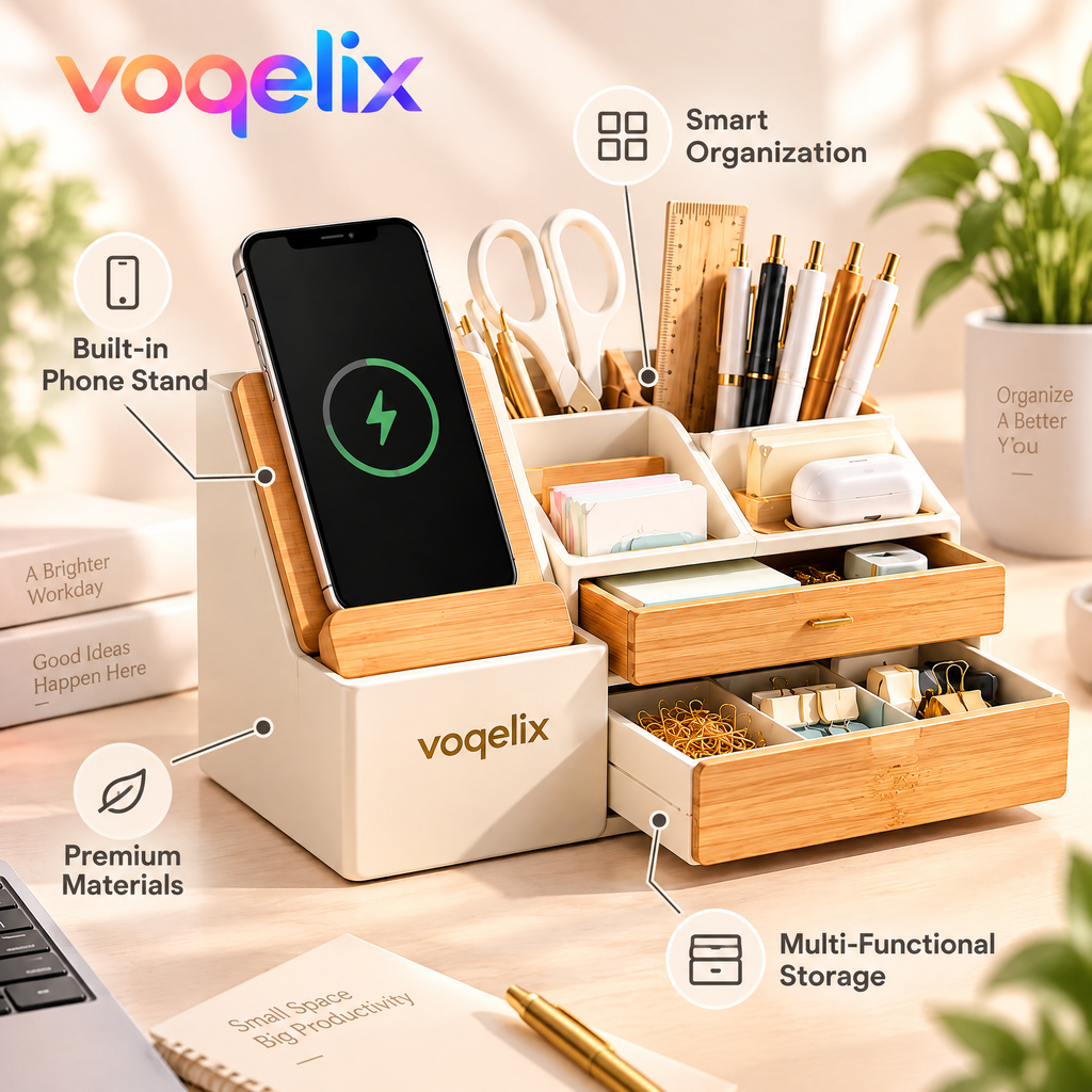 voqelix™ DockNest Desktop Organizer & Phone Stand