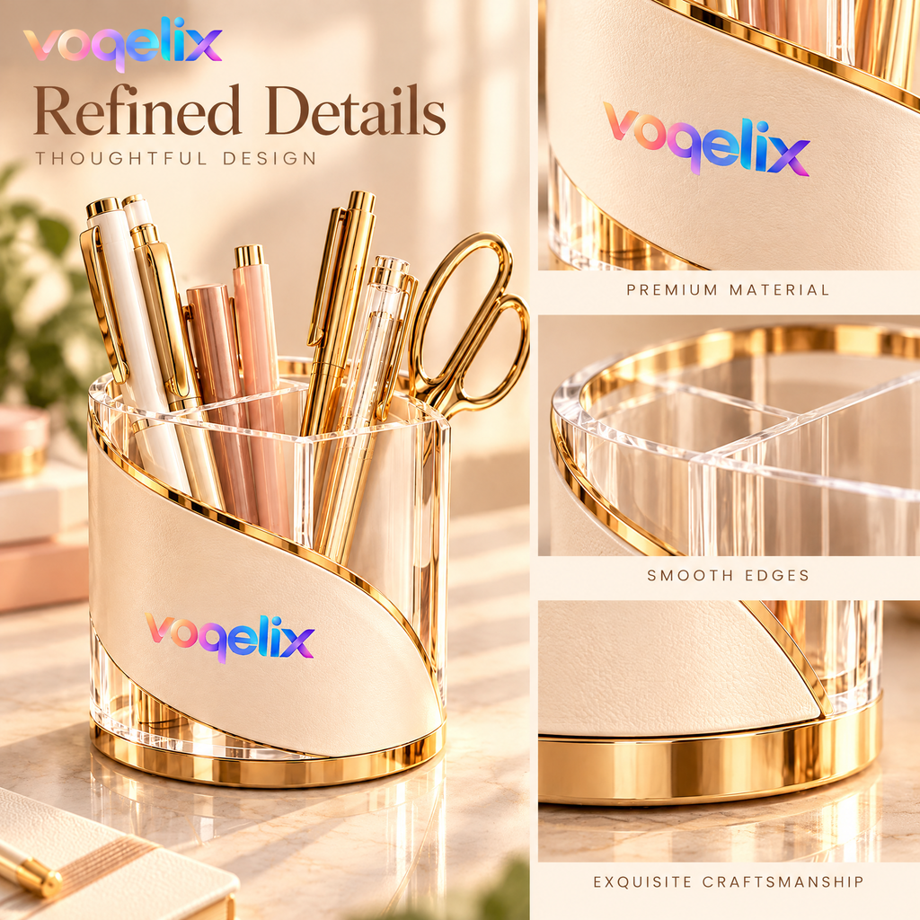 voqelix™ CrystalCurve Premium Transparent Pen Cup